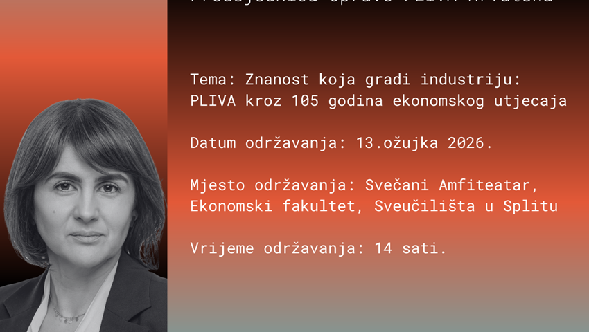 Predavanje predsjednice Uprave PLIVE Hrvatska Nikoline Dizdar Čehulić na Ekonomskom fakultetu